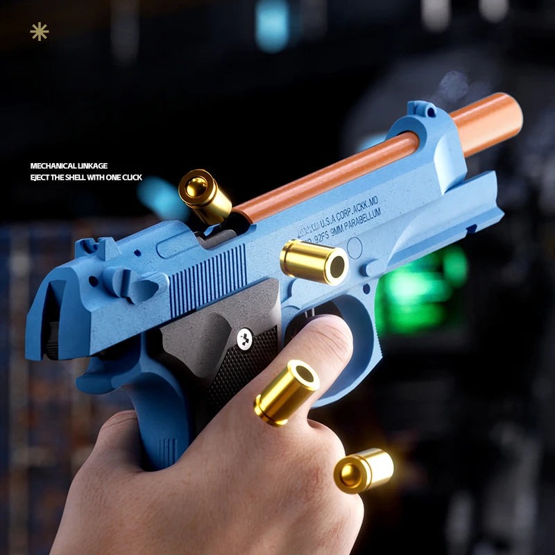 2024 New Shell Eject M9A3 SIG17 Pistol Continuous Firing Blowback Soft Bullet Gun Empty Hanging Weapon Children Toy Boys Gift