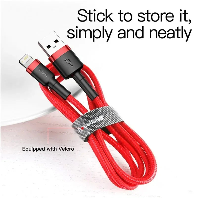 Baseus USB Cable For iPhone 13 12 11 Pro XS Max X XR 8 7 6 6s Plus 5s 3M Fast Charging Charger Wire Data Cord Mobile Phone Cable