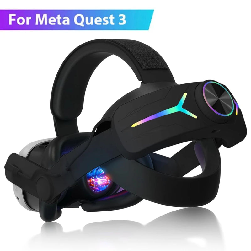 Adjustable VR Head Strap For Meta Quest 3 RGB LED Backlight 8000mAh Battery Alternative Head Strap For Meta Quest 3 VR Headset