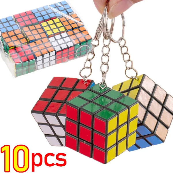 1/10pcs Children's Magic Cubes Keychain Games Mini Early Educational Toys Ring Classic Puzzle Playing Birthday Party Favors Gift