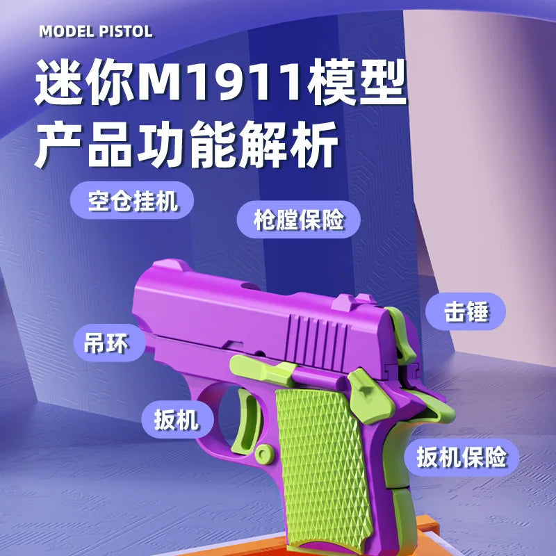 Gravity 1911 Pistol 3D Printing Reverse Blowback Rifle Mini Decompression plastic pistol Toy guns for christmas birthday gift