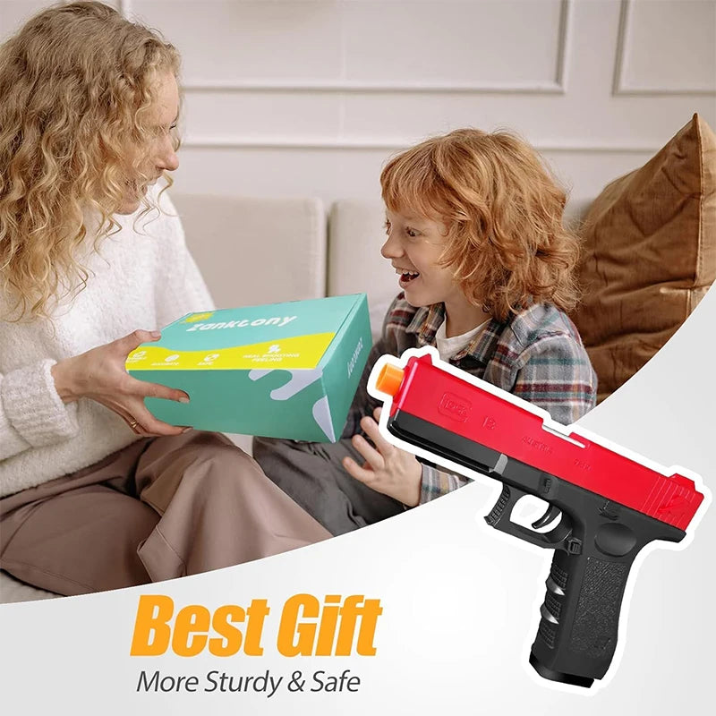 Soft Pellet Gun Toy Airsoft Glock with Drum Shell Ejected Foam Blaster Fidget Guns Toy Realistic Ejecting Gun Gifts for Boys