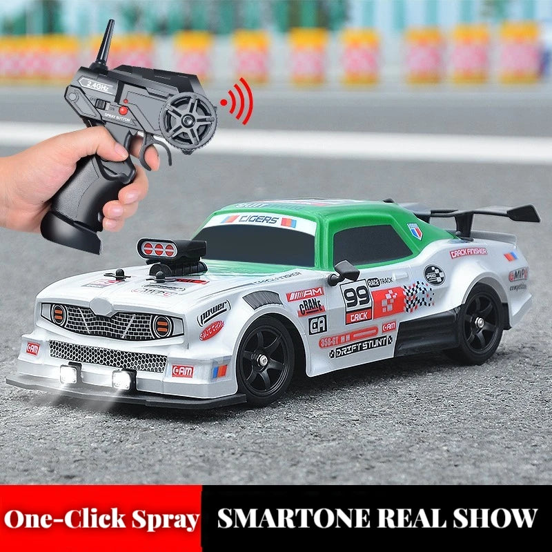 RC Cars 2.4G 4WD 1:16 Large Spray High Speed Drive Drift Car Two Type of Tire Classic Edition Professional Racing Car for Gifts