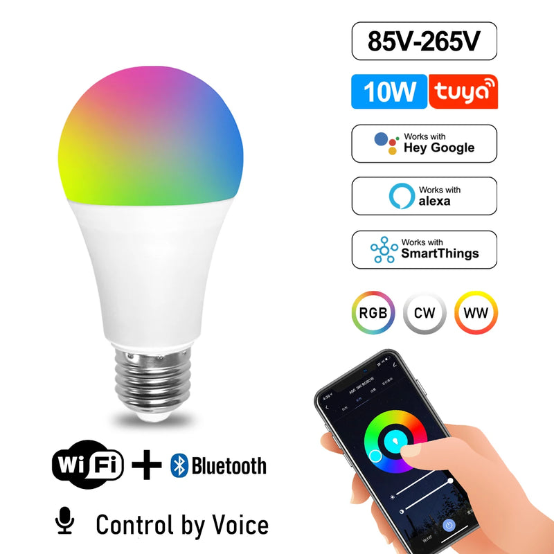 LED WIFI bluetooth Smart AC100-240V  E27 GU10 E14 B22 tuya IoT Led Bulb With Google Home Alexa Light Bulb For Home Decoration