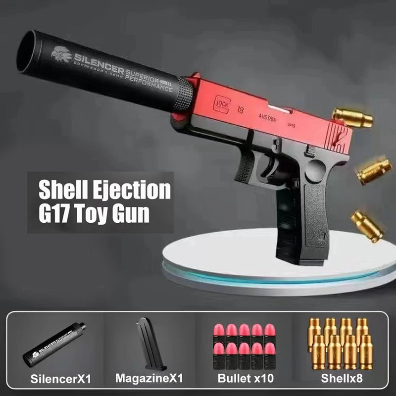 G17 Soft Bullet Toy Gun Shell Ejection Foam Darts Blaster Pistol Desert Eagle Airsoft Gun With Silencer For Kid Adult