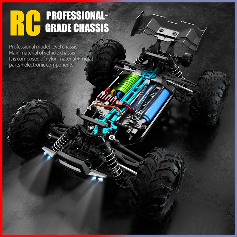 Rc Car Off Road 4x4 High Speed 70KM/H Remote Control Car with LED Headlight Brushless 4WD 1/16 Monster Truck Toys for Boys Gift