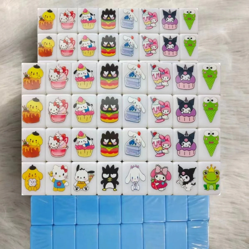 64 Blocks Tiktok Hello Kitty Seaside Escape Mahjong Tile Sanrio Game with Pattern of Flag Ball Funny  Party Game Toy Gift