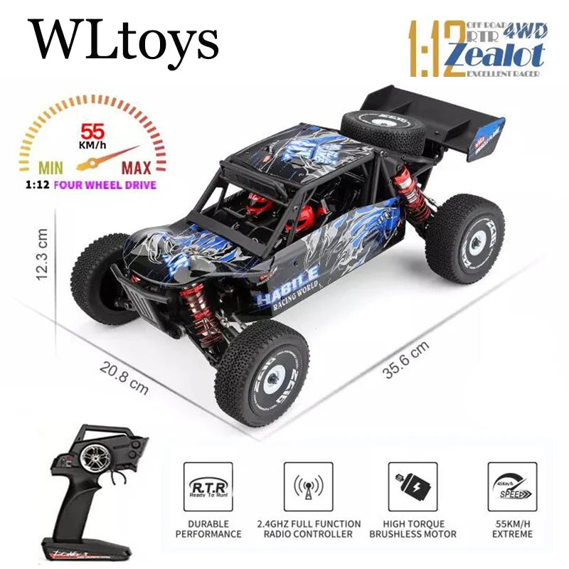 Wltoys New 124017-V8 1/12 2.4G Racing RC Cars 4WD Brushless Motor 75Km/H High Speed Remote Control Off-road Drift Toys For Aduit