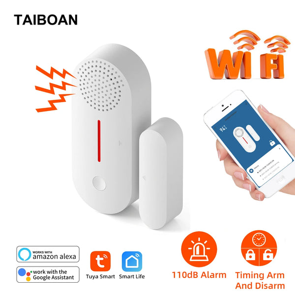 TAIBOAN Tuya WiFi Door Sensor Smart APP Window Sensor Alarm Detector Independent Magnetic Sensor Work With Alexa Google Home