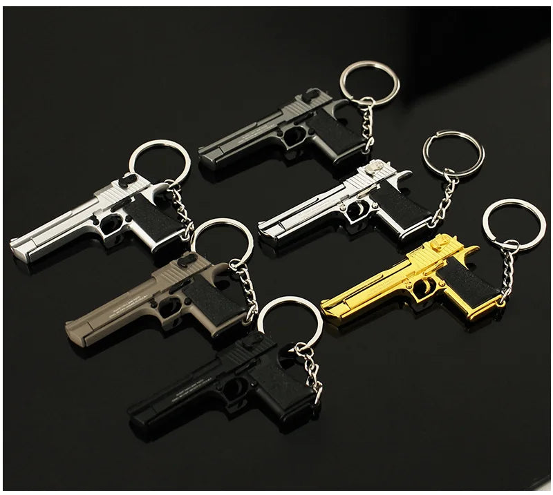 Alloy 1:4 Scale Desert Eagle Pistol Keychain Mini Toy Gun Weapon Model Metal Keychain For Adult Kids Christmas Gift