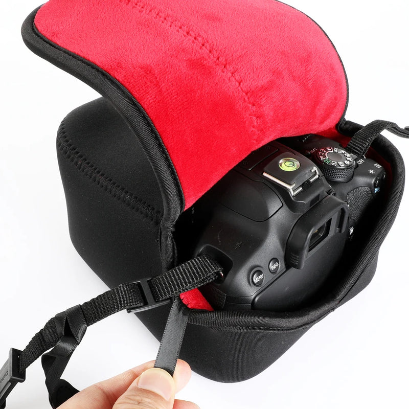 Neoprene Soft Case Velour Waterproof Camera Bag for Canon EOS 200D Mark II 250D 4000D 3000D 2000D 1500D 1300D 1200D 18-55mm Lens