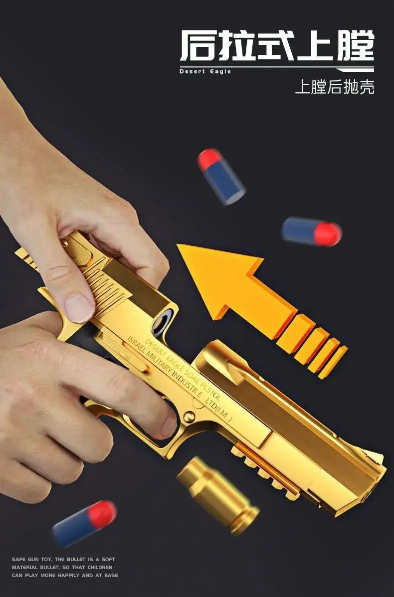 Children's Golden Desert Eagle Shell Soft Bullet Toy Gun Glock Simulation Bullet Boy Pistol Toy Model