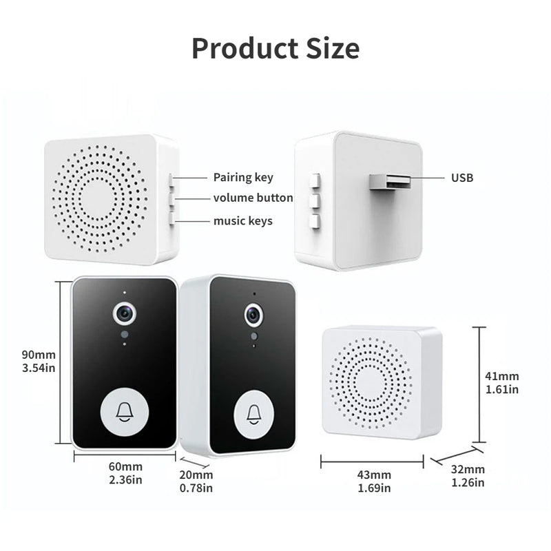 Tuya WiFi Video Doorbell Wireless HD Camera Motion Detection IR Alarm Security Smart Home Door Bell WiFi Intercom for Home