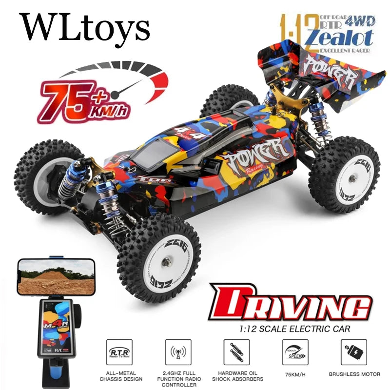 Wltoys New 124017-V8 1/12 2.4G Racing RC Cars 4WD Brushless Motor 75Km/H High Speed Remote Control Off-road Drift Toys For Aduit