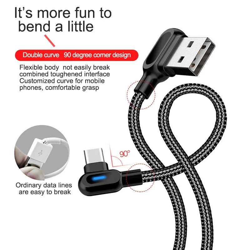 3A USB Type C Cable Wire For iPhone Samsung S10 S20 Xiaomi Mobile Phone Fast Charging USB C Cable TypeC Charger Micro USB Cables