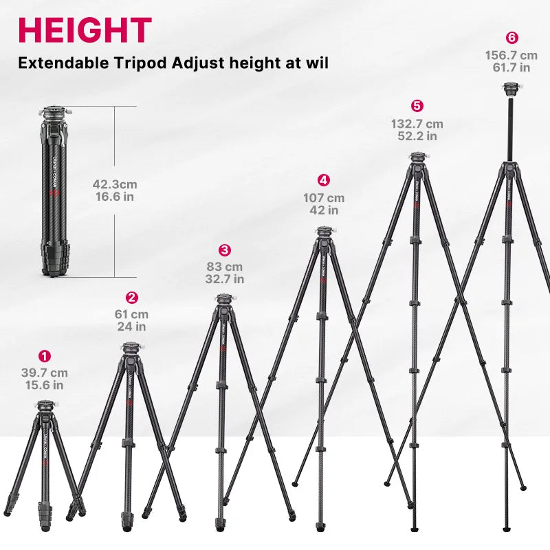 Ulanzi and Coman Zero Y Full Carbon Fiber Professional Lightweight Photography Travel Tripod For DSLR Camera Canon Sony