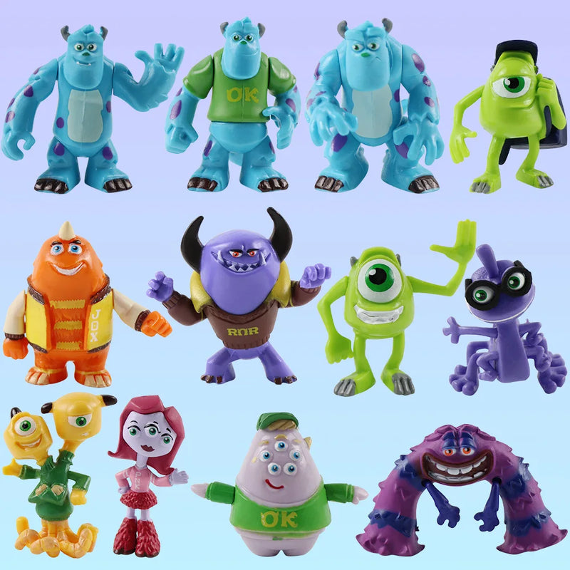 12pcs/set Anime Disney Pixar Movie Monsters University Action Figures Sulley Mike Wazowski PVC Model Set Toys For Children Gifts