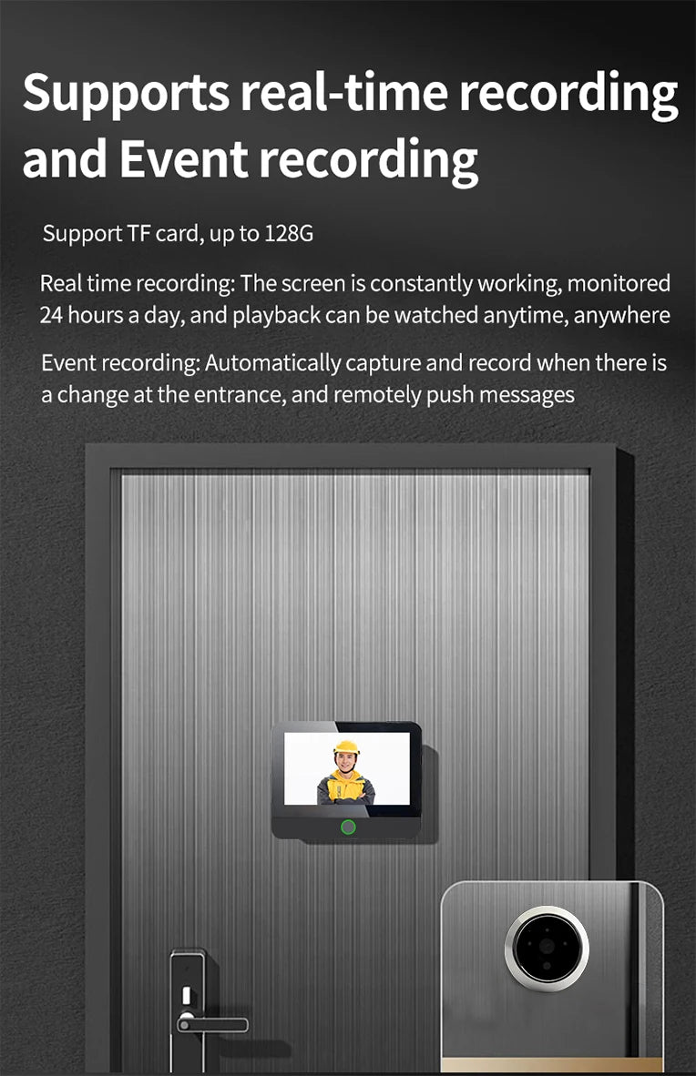 2MP 1080P  Tuya APP WiFi Doorbell Visual Door Peephole Video Door Phone Camera Home Security Wireless Intercom For IOS Android