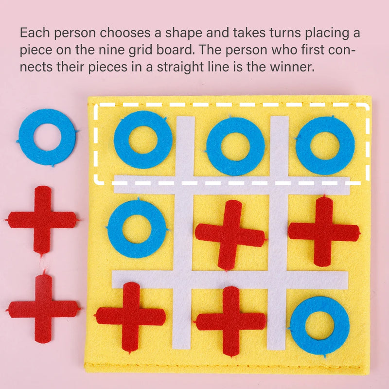 Creative Portable Felt Checkerboard Toys Kids Early Education Puzzle Tic-tac-toe Board Mini Circle Cross Chess Game Party Toys