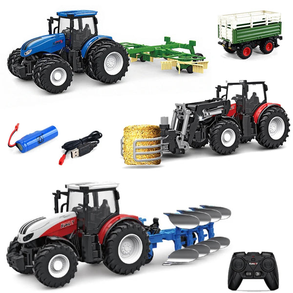 1/24 RC Tractor Trailer Truck 2.4G Electric Agricultural Engineering Vehicle Harvester Farm Equipment Kids Toys Gifts