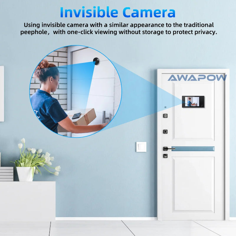 Awapow 3.5 Inch Video Peephole Doorbell Camera 120° Door Viewer Cat Eye Smart Home Outdoor Motion Detection for Home Security