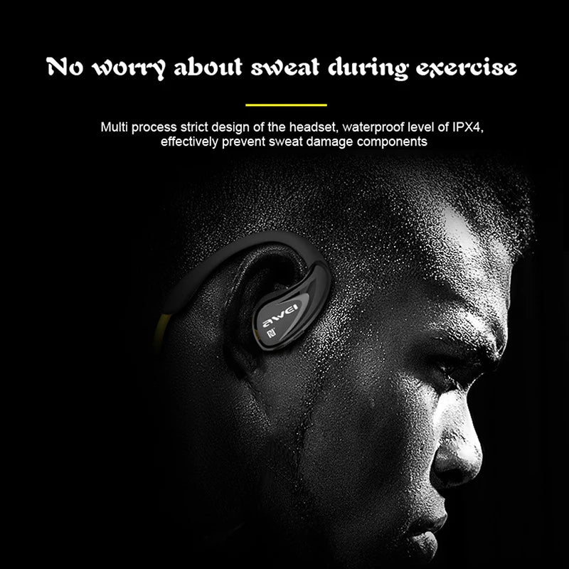 Awei A880BL Wireless Bluetooth Headset Gaming Earphones Neckband Open Ear Sports Headphones EarHook for Cycling Running with NFC