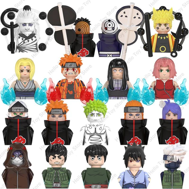 Hot Anime NARUTO Mini Action Figures Brick Naruto Sasuke Classic Cartoon Doll Namikaze Minato Model Building Blocks Boy Toy Gift