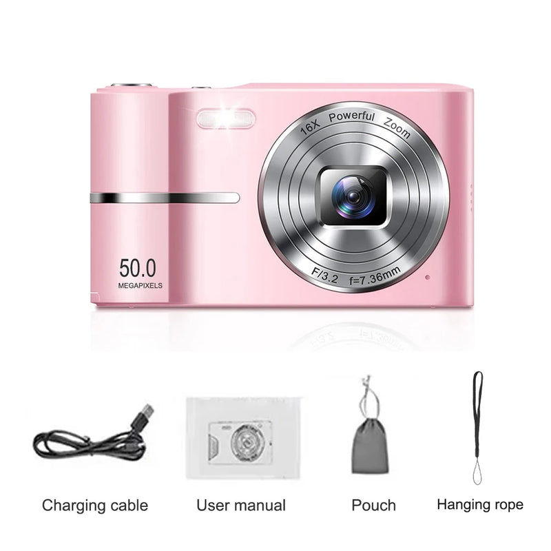 FHD 4K Digital Camera For Kids 2.4 Inch IPS AF face detection flash 16X Digital Zoom Compact Point Shoot Camera For Students