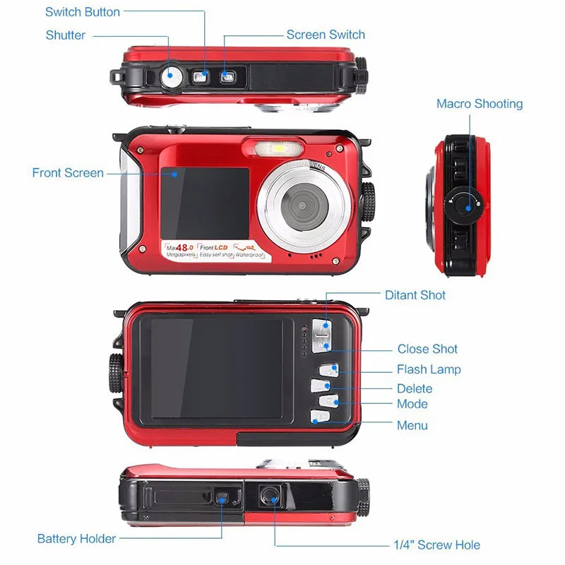 48 Million Pixel Dual-screen Underwater Waterproof High-definition Digital Camera Point-and-shoot Digital Camera Vlog Camera