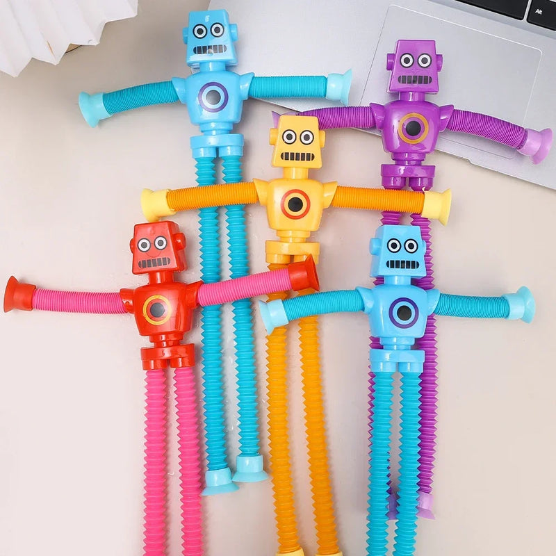 Children's Telescopic Robot Suction Cup Toys Kids Pop Tubes Sensory Playing Games Puzzle Stress Relief Squeeze Fidget Favor Gift