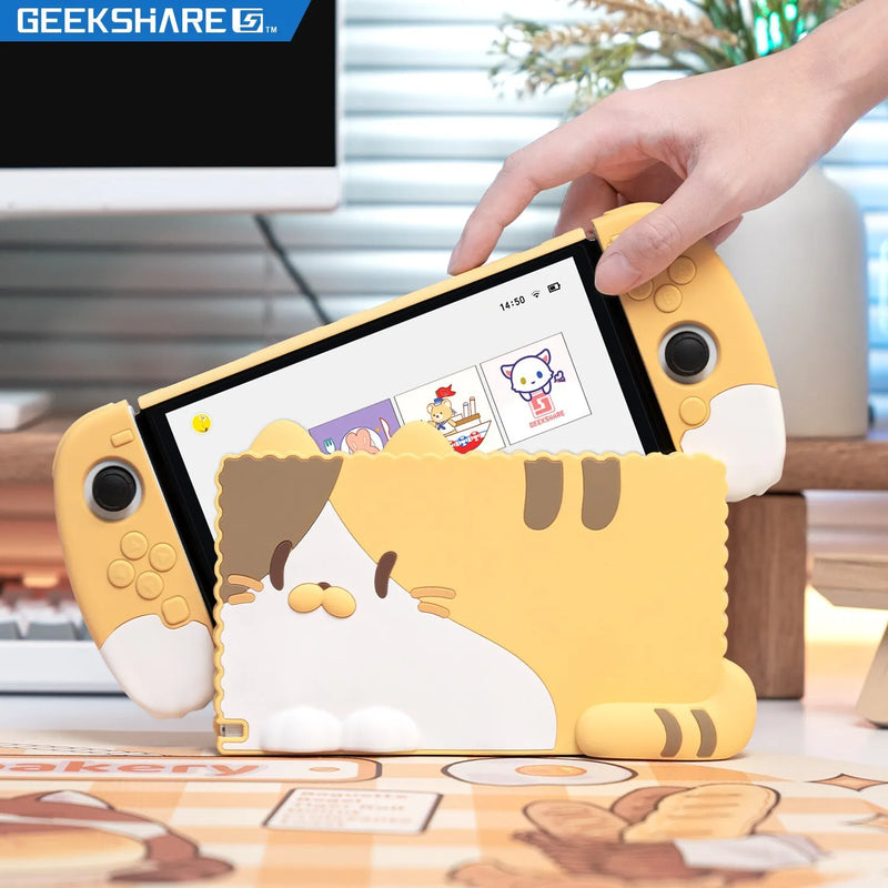 GeekShare Charging Dock Case for  Nintendo Switch OLED Kawaii 3D Cat Jojo Silicone Soft Dock Shell NS Game Accessories