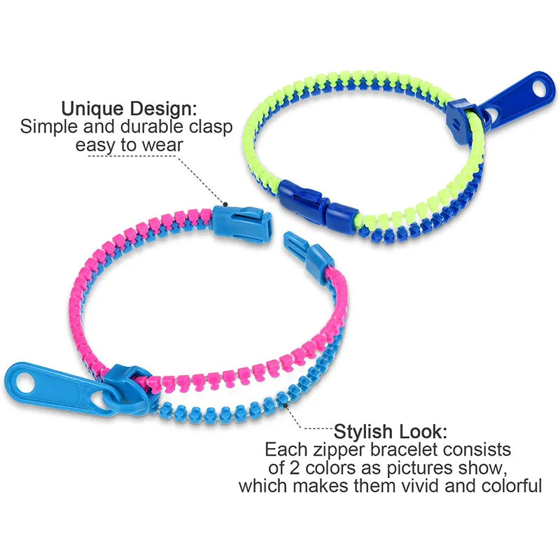 Fidget Toys Neon Color Friendship Zipper Bracelet Kids Stress Relief Educational Toys Kids Birthday Party Gifts Hand Sensory Toy