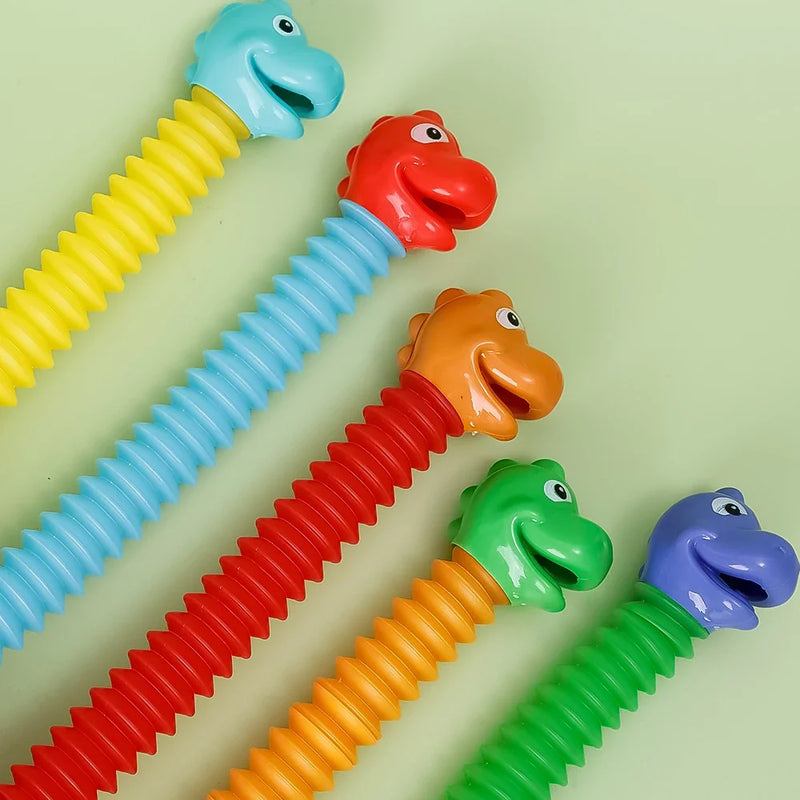 Variable Fun Cartoon Dinosaur Telescopic Tube Toys Kids Puzzle Stretch Colored Dinosaur Toy DIY Telescopic Stress Relief Toys