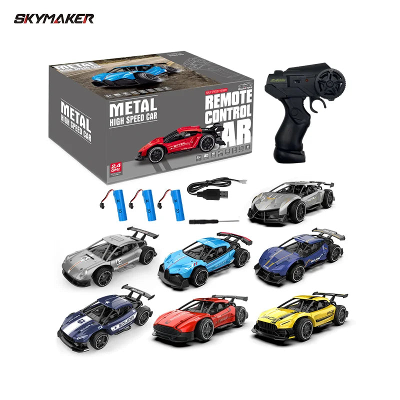 Sulong Metal RC Car Toys 1/24 2.4G High Speed Remote Control Mini Scale Model Vehicle Electric Metal RC Car Toys for Boys Gift