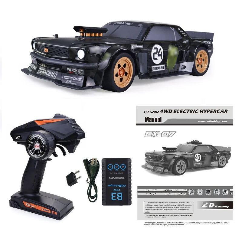 ZD Racing EX07 1/7 4WD Brushless Remote Control RC Car Drift Super High Speed 130km/h Huge Vehicle Models Full Proportional