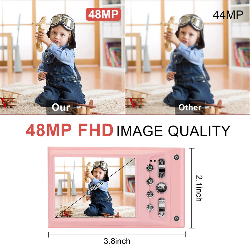 FHD 1080P Digital Camera for Kids Video Camera with 32GB SD Card 16X Digital Zoom Compact Point and Shoot Camera for Students