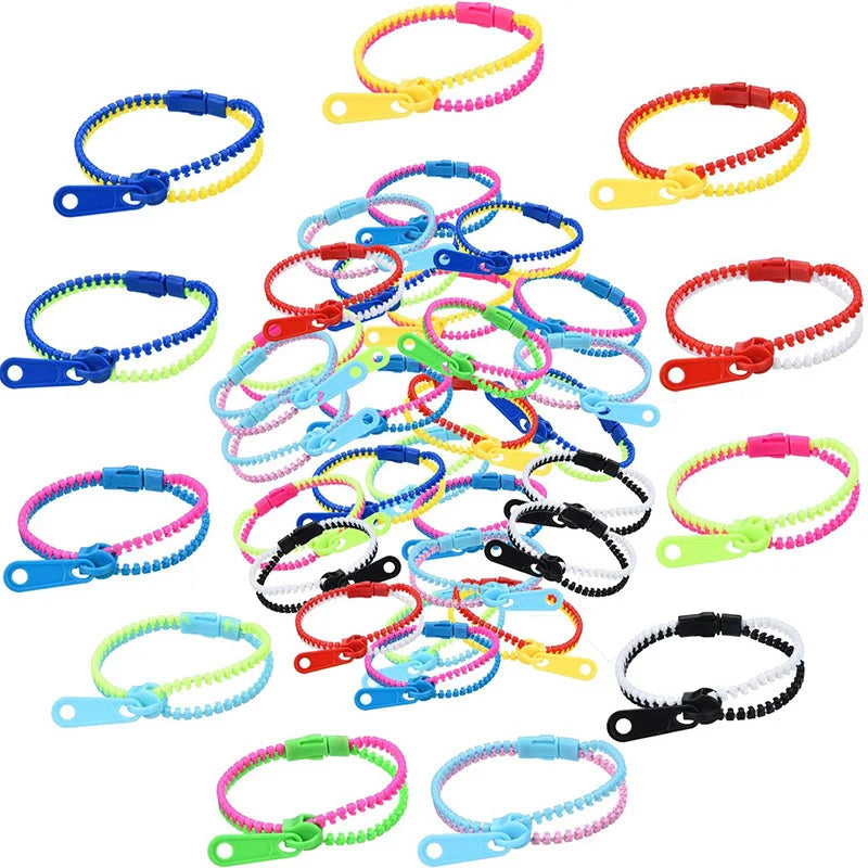 Fidget Toys Neon Color Friendship Zipper Bracelet Kids Stress Relief Educational Toys Kids Birthday Party Gifts Hand Sensory Toy