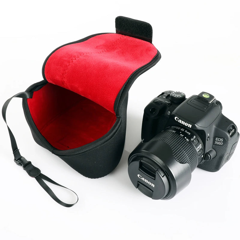 Neoprene Soft Case Velour Waterproof Camera Bag for Canon EOS 200D Mark II 250D 4000D 3000D 2000D 1500D 1300D 1200D 18-55mm Lens