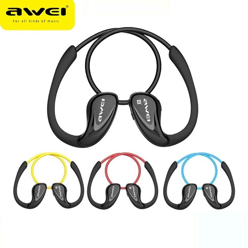 Awei A880BL Wireless Bluetooth Headset Gaming Earphones Neckband Open Ear Sports Headphones EarHook for Cycling Running with NFC