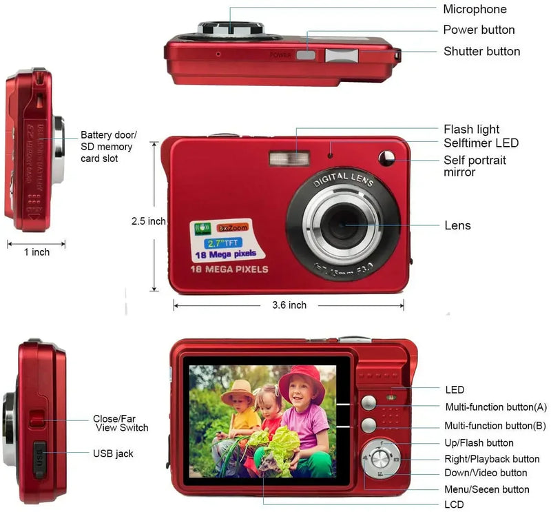 HD Mini Digital Cameras,Point and Shoot Digital Cameras for Kids Students Beginners-Birthday Xmas Gifts