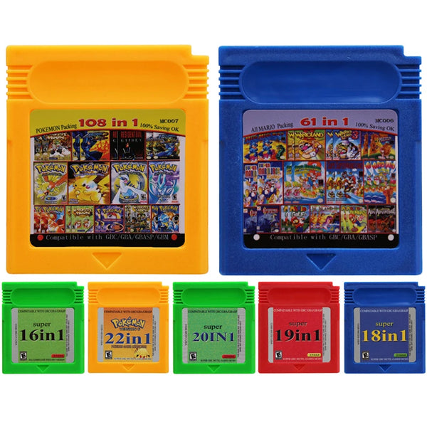 16 Bit GBC Video Games Cartridge Console Card Game Compilation 61 IN 1 108 IN 1 Super 22 in 1 for Gift