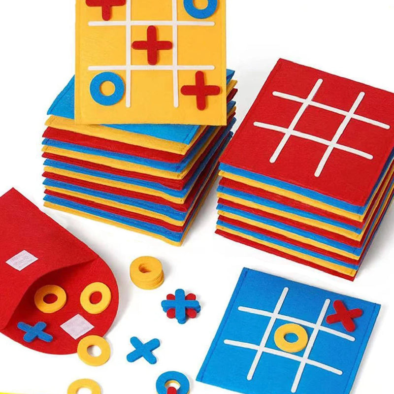 Creative Portable Felt Checkerboard Toys Kids Early Education Puzzle Tic-tac-toe Board Mini Circle Cross Chess Game Party Toys