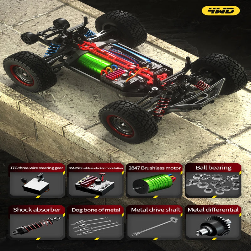 Q130 1:14 70KM/H 4WD RC Car With LED Headlight Remote Control Cars High Speed Drift Monster Truck for Kids vs Wltoys 144001 Toys