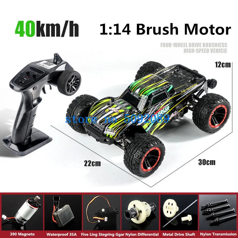 Professional 1:14 Metal Shock Absorber RC Drift Racing Car 80KM/H Brushless Fully Waterproof ESC High-Speed Remote Control Truck