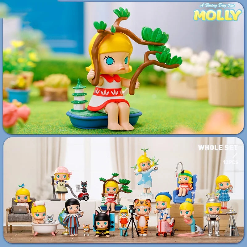 POP MART A Boring Day With Molly Series Blind Box Toys Anime Action Figure Caixa Caja Surprise Mystery Box Dolls Girls Gift