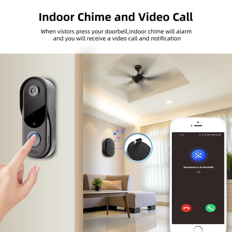 WiFi Video Intercom Outdoor Door bell Camera Smart Home Security Wireless WiFi Doorbell 2-Way Audio Night Vision Doorbell Camera