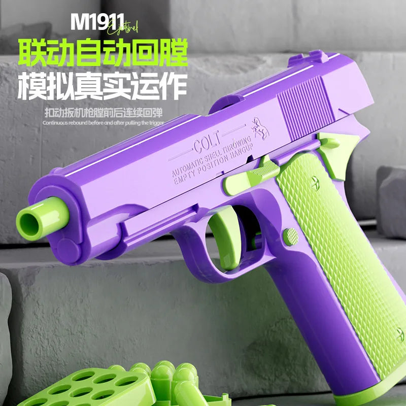 Stress Relief  Model Gun Continuous Throwing Hanging Revolver Launcher Toy Gun Outdoor Play Entertainment Kids Gift