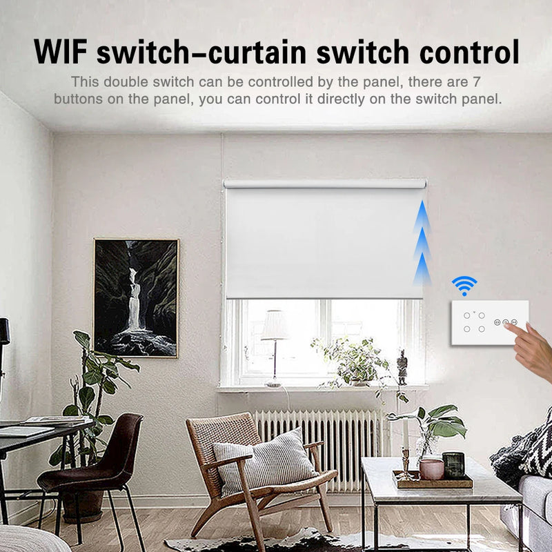 EU 146*86mm Glass Panel Tuya Smart Wifi Switch Curtain Button Work With Google Home Alexa Voice Need Neutral Wire App Remote