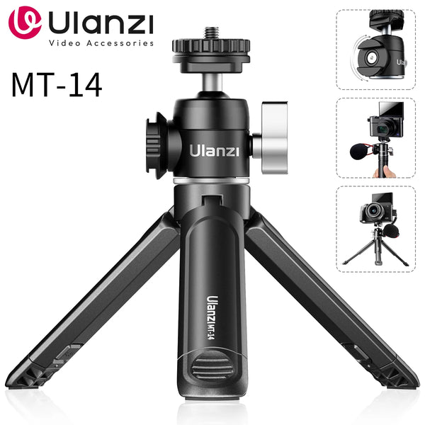 Ulanzi MT-14 Aluminum Alloy Tripod 2KG Load with 360° Ballhead 1/4 Screw Light Portable Vlog Kit Light Desktop Tripods For Phone