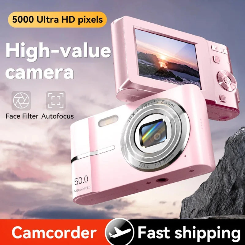 FHD 4K Digital Camera For Kids 2.4 Inch IPS AF face detection flash 16X Digital Zoom Compact Point Shoot Camera For Students